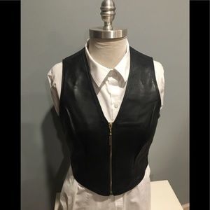 Michael Hoban Lambskin Black Leather Vest